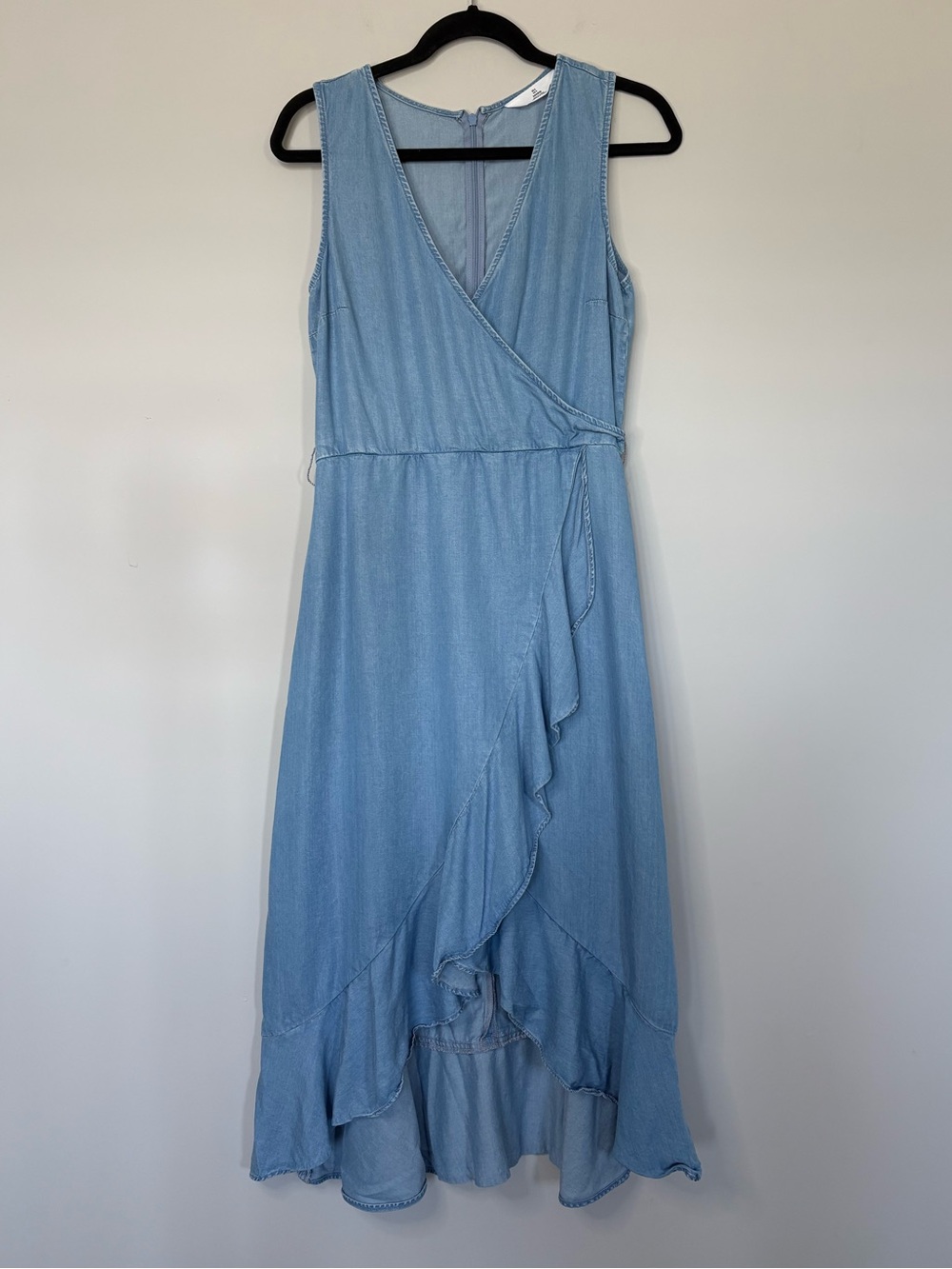 H&M Wrap Front Ruffle Hem Sleeveless Dress Size 6 High Low Flowy V-Neckline